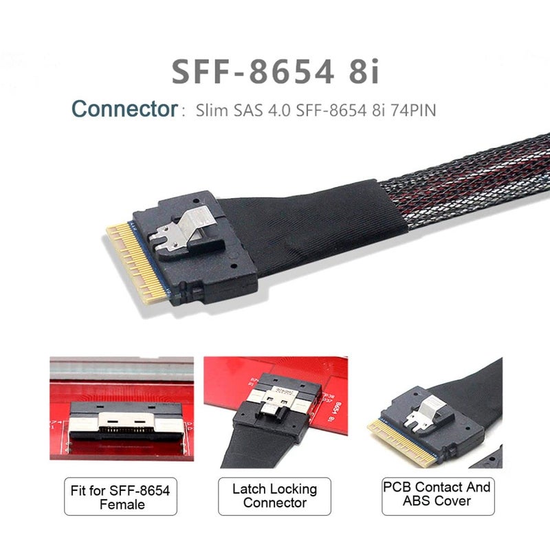 Chenyang CY SFF-8654 8i 74pin Host Male to SFF-8654 74Pin Male PCI-E Slimline SAS 4.0 Target Cable 50cm - Image 3